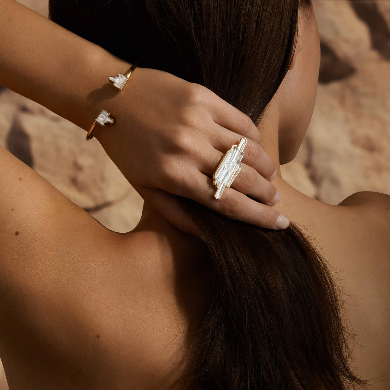 Maya Clear Crystal Statement Bracelet and Ring Set