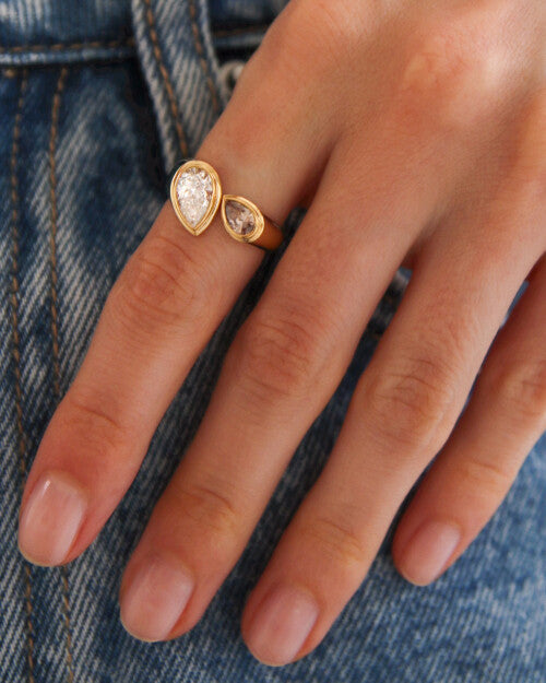 Dahlia Twin Teardrop Ring