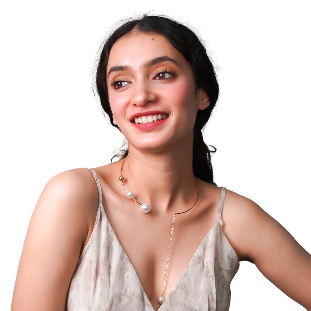 Emma Gold Pearl Necklace