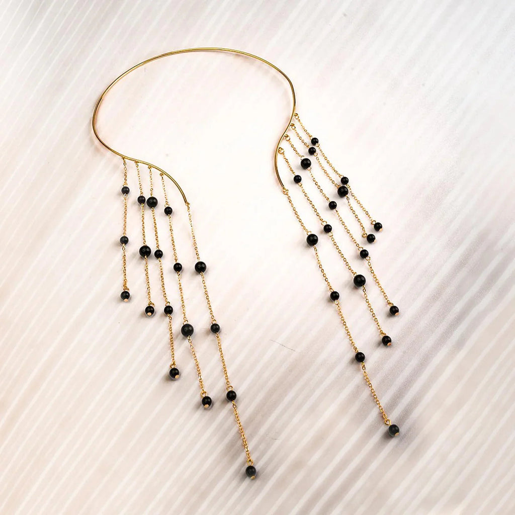 Elma Gold Tassel Choker Necklace for Women