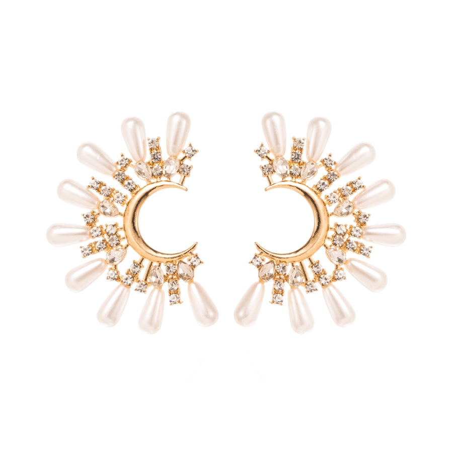 Lunaria Crescent Pearl Studs