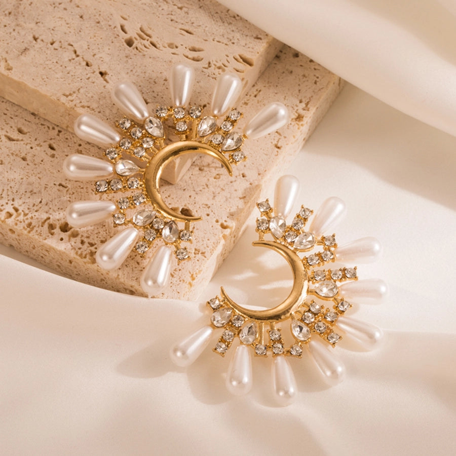 Lunaria Crescent Pearl Studs