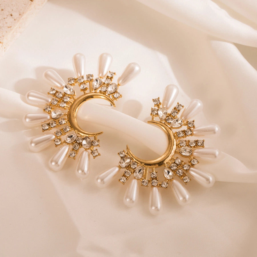 Lunaria Crescent Pearl Studs