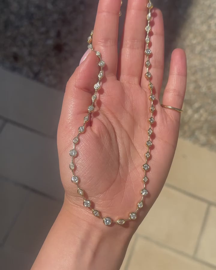 Reha Bezel-set crystal tennis necklace