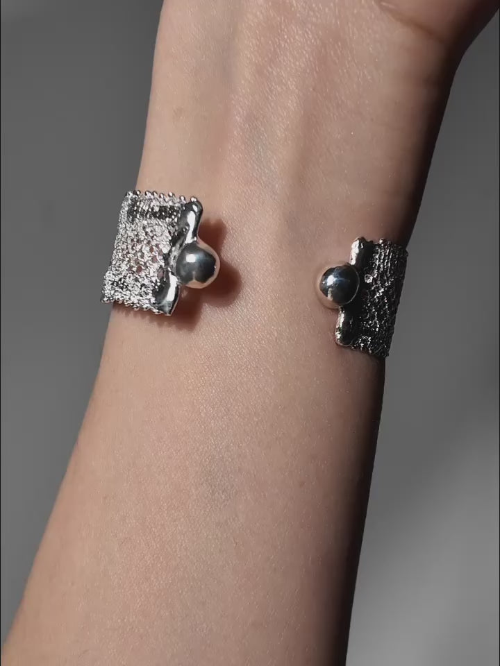 Seraphina Pearl Silver Open Cuff (Adjustable)