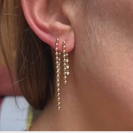 Tia Gold bead and diamond drop earrings