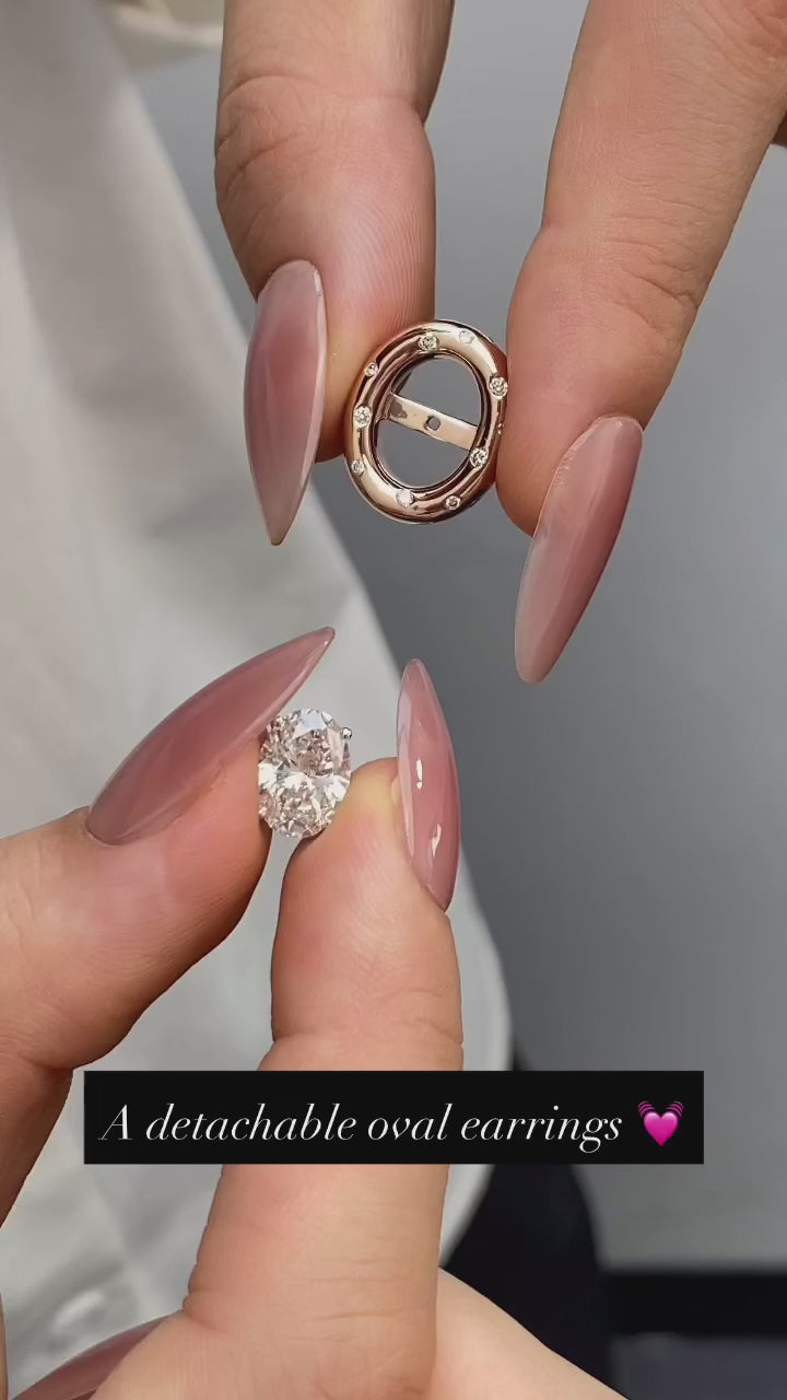 Oval Crystal Signet Earring