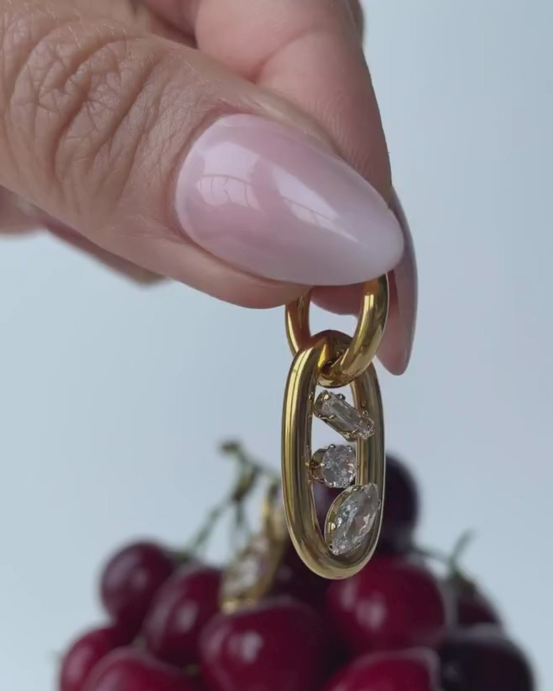 Crystal Oval Charm Earring