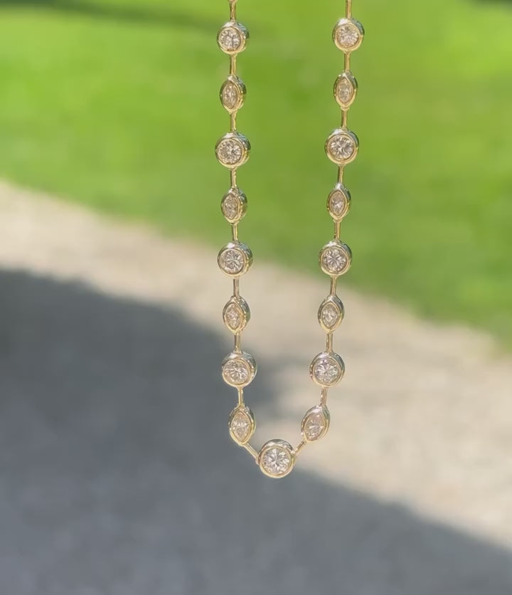 Reha Bezel-set crystal tennis necklace