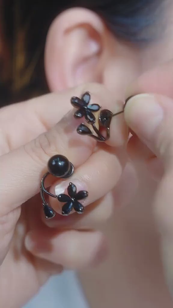 Zavelle Midnight Bloom Ear Cuff Earrings