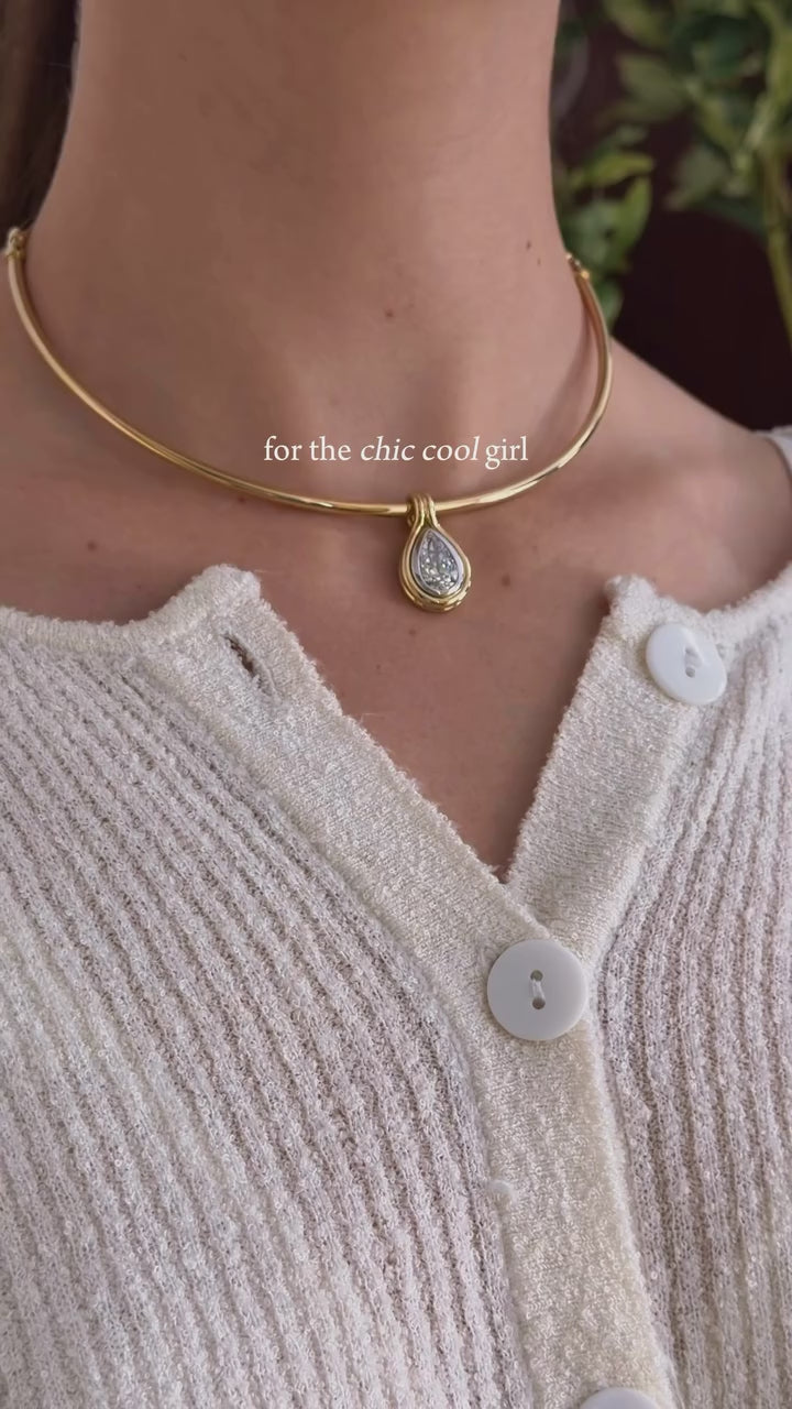 Crystal Teardrop Collar Necklace