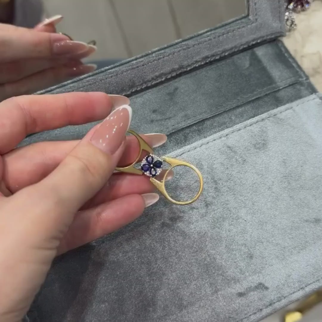 Midnight Bloom Sapphire Two in One Ring (Size 7)