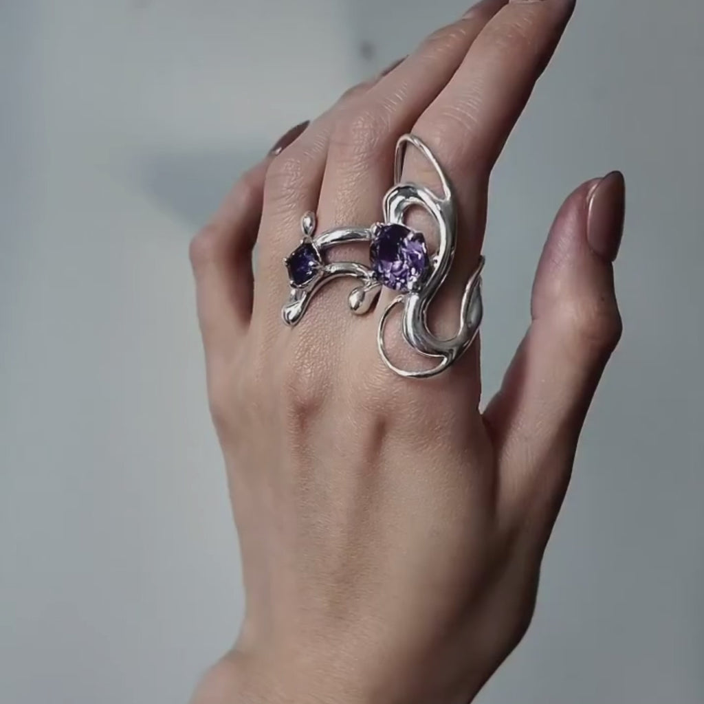 Amethyst Flow Ring Set of 2 (Size 7)