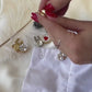White Enamel Floral Pearl Button Covers for Women (Pair of Button)