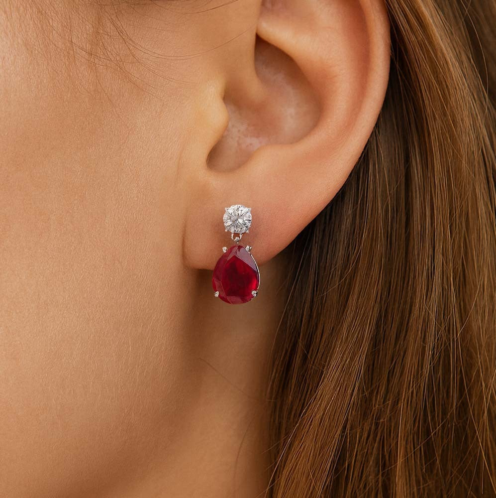 Jane Ruby 925 Silver Pendant Set