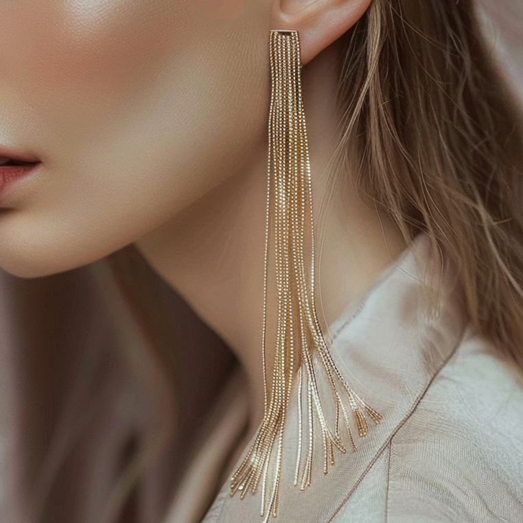 Golden Stream Tassel Earrings