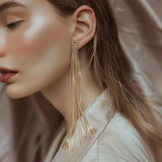 Golden Stream Tassel Earrings