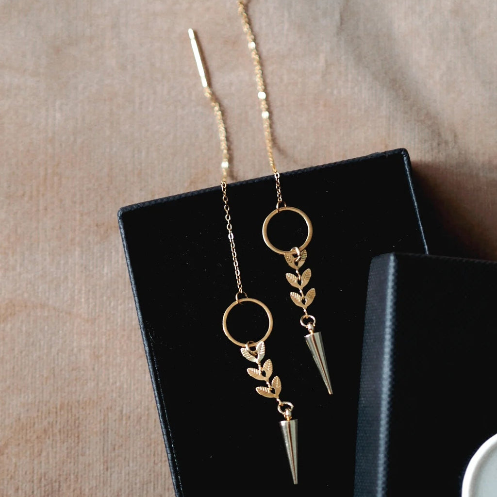 Willow Leaf Threader Earrings