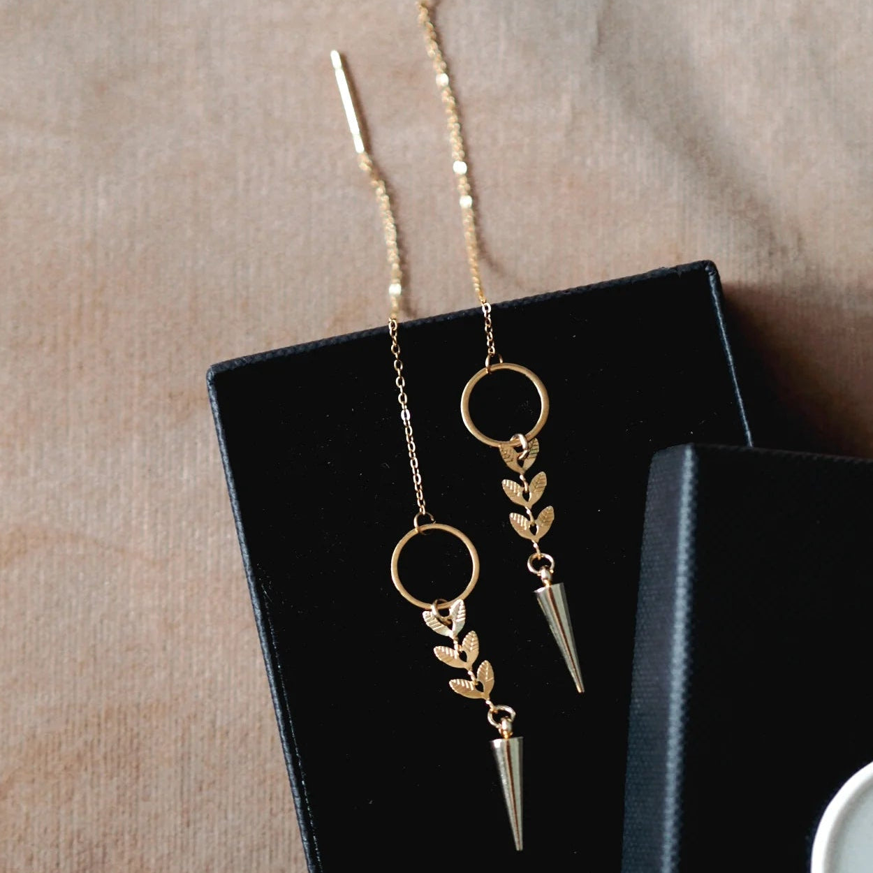 Willow Leaf Threader Earrings