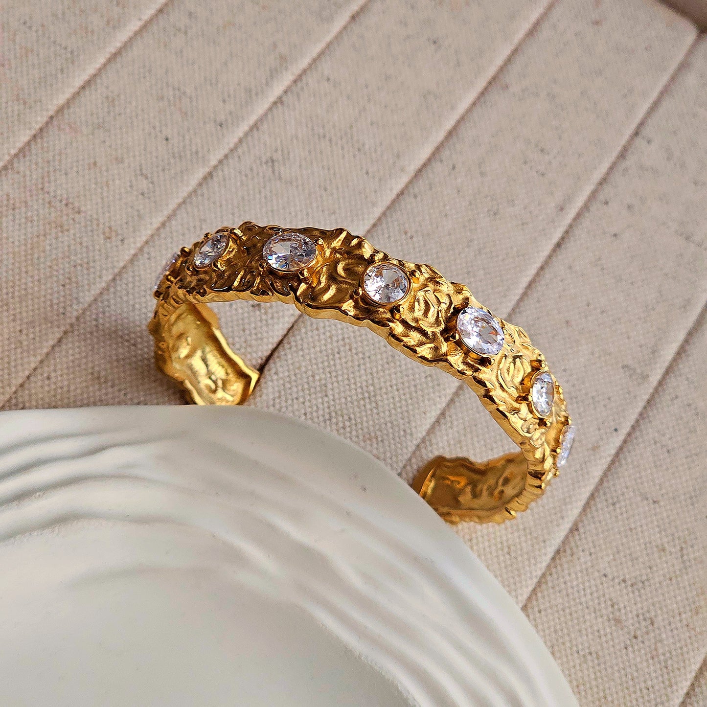 Vera Textured Gold Cuff Bracelet