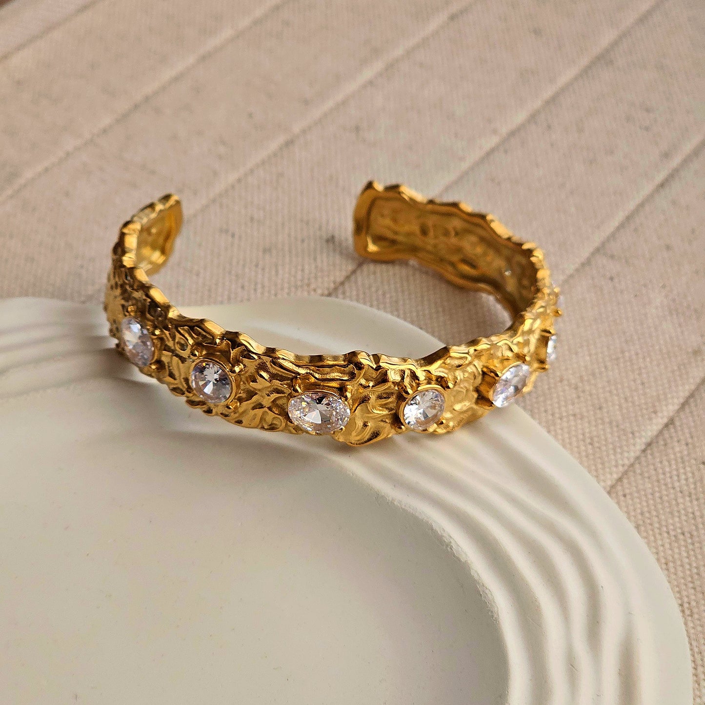 Vera Textured Gold Cuff Bracelet