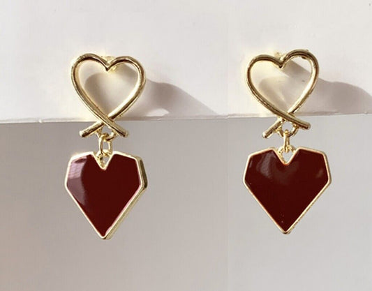 Scarlet Love Enamel Heart Earrings