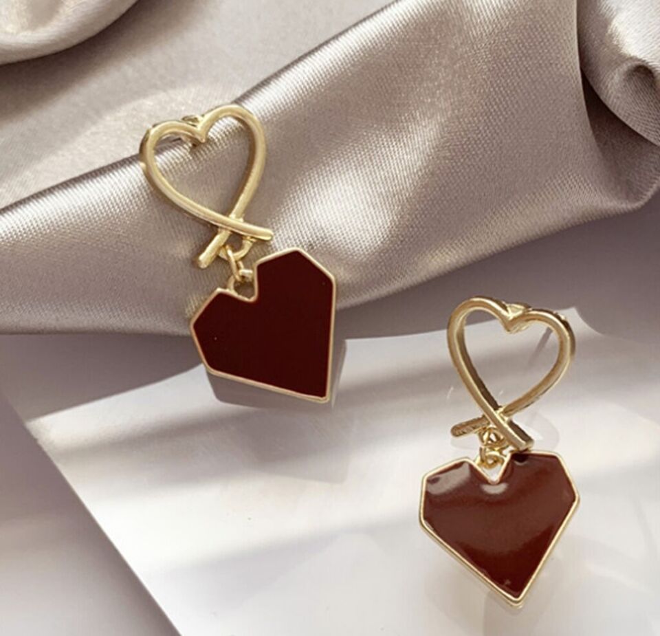 Scarlet Love Enamel Heart Earrings