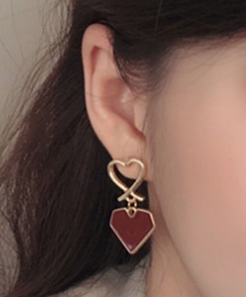 Scarlet Love Enamel Heart Earrings