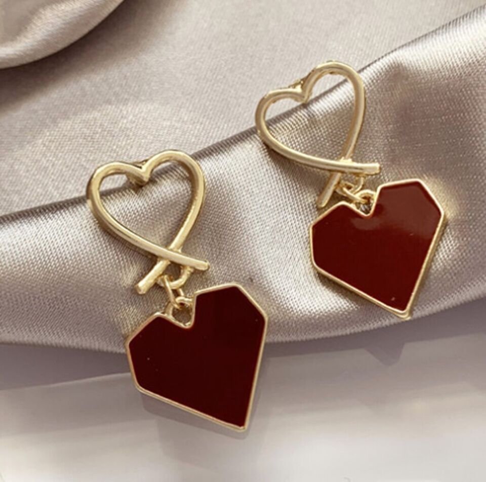 Scarlet Love Enamel Heart Earrings