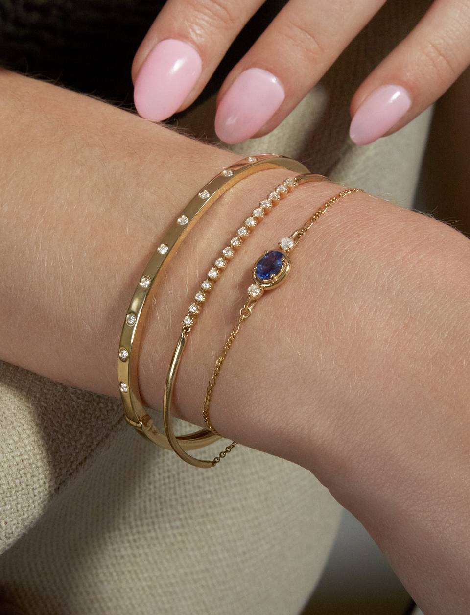 Saphira Blue Gem Bracelet Stack