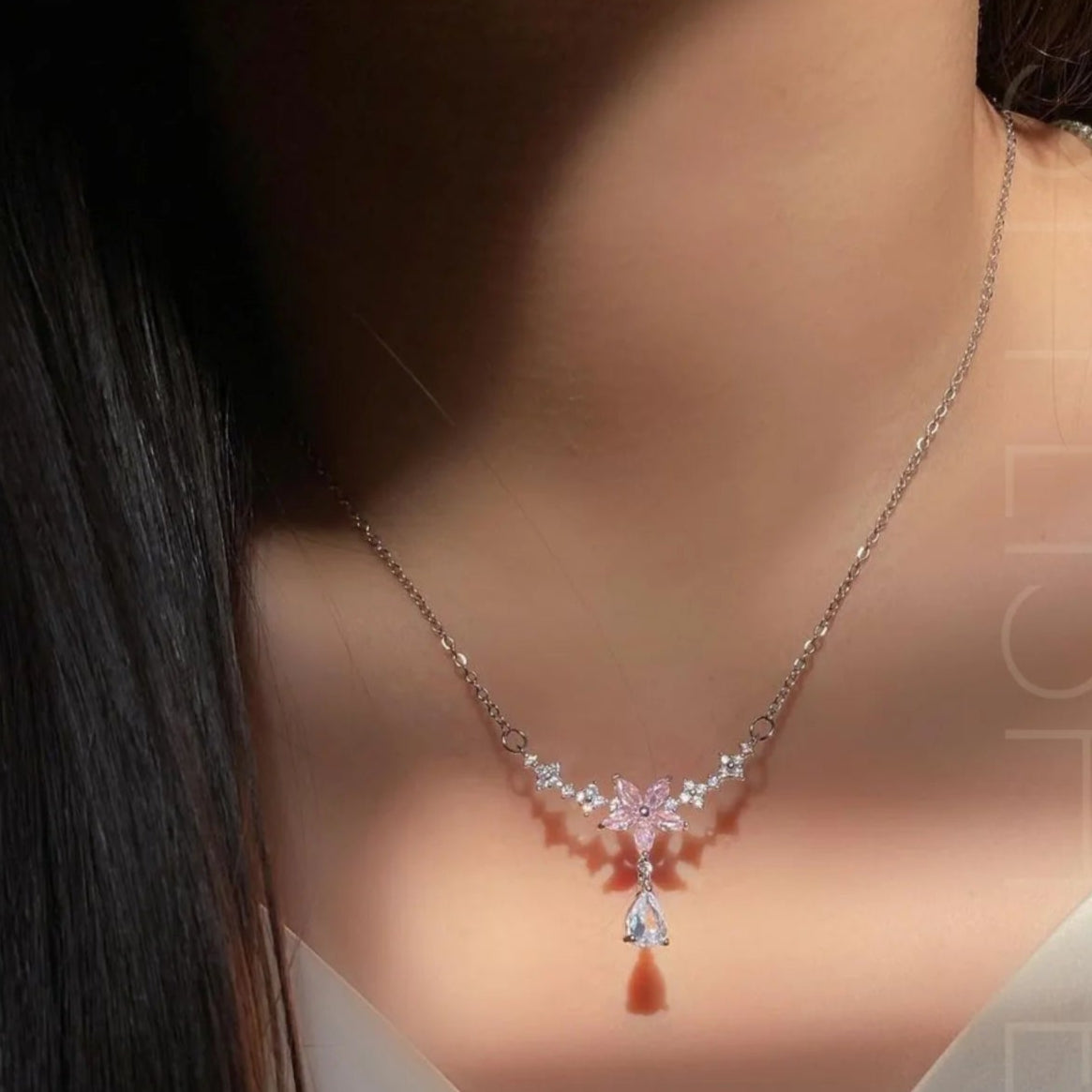 Mariana Pink Blossom Pendant Necklace for Women