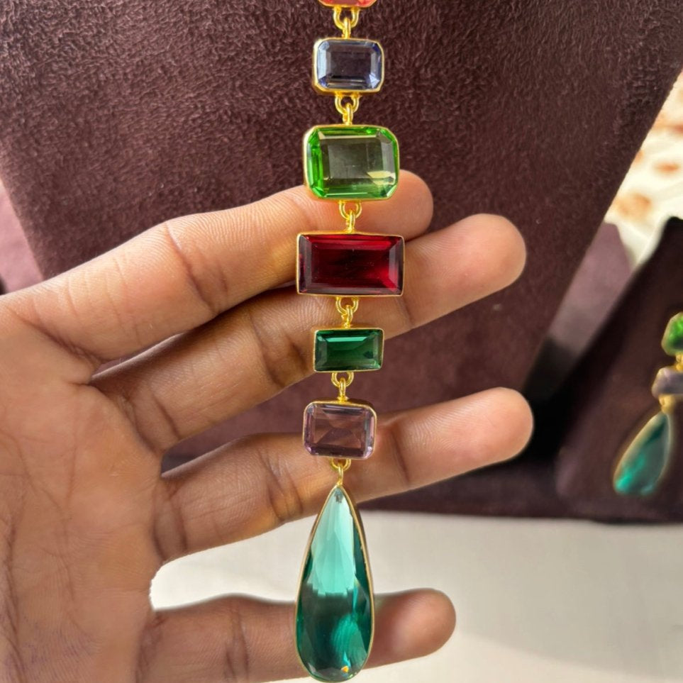 Twilight Cascade Multigem Statement Necklace